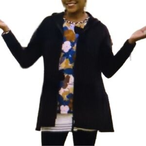 LOGO by Lori Goldstein Petite Brushed French Terry Hooded Jacket Black SP New